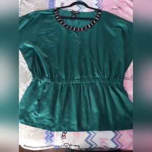 Lane Bryant Blouse-emerald green color